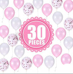 Pink White Confetti Balloons–30pcs