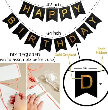 Black Birthday Decoration Set–9 Pcs