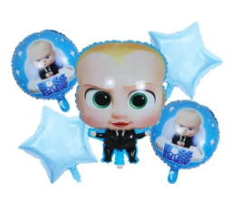 Baby Boss Theme 5 Pcs Foil Balloon Set – Decorative Balloons for Party Decorations
