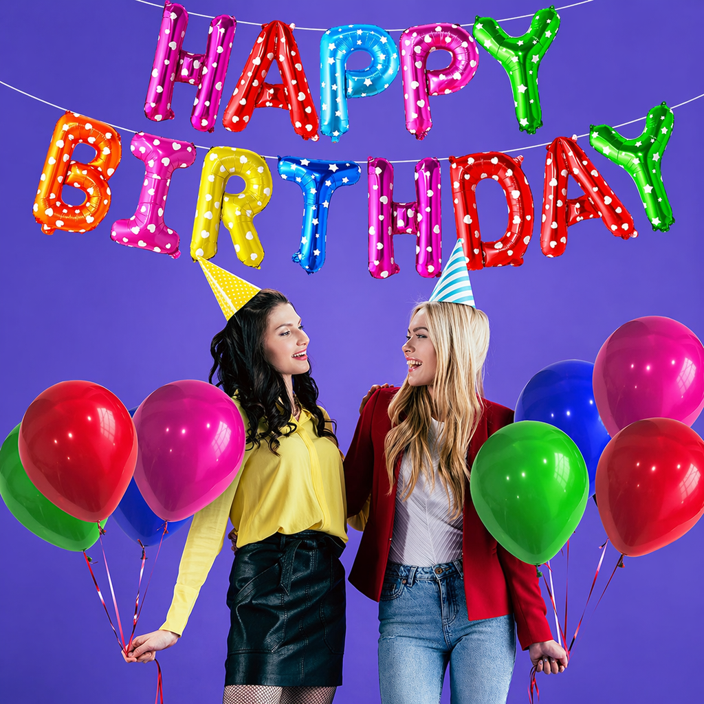Rainbow Happy Birthday Balloon Banner - 16 Inch | Rainbow Balloons for Happy Birthday Decorations | Kids Theme Birthday Decorations |