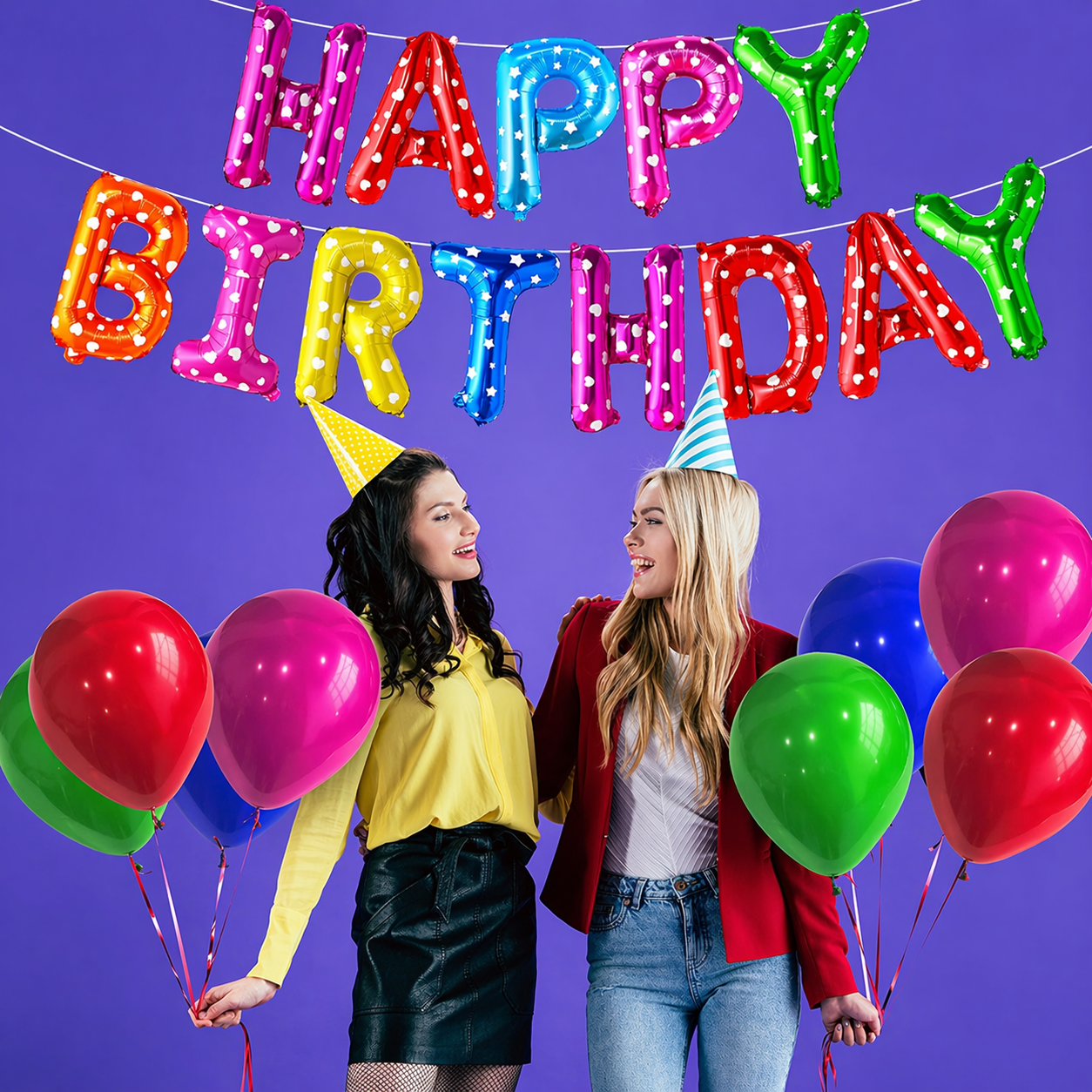 Rainbow Happy Birthday Balloon Banner - 16 Inch | Rainbow Balloons for Happy Birthday Decorations | Kids Theme Birthday Decorations |