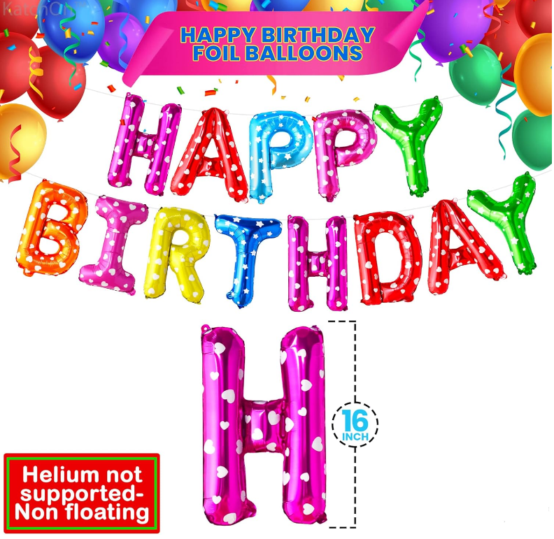 Rainbow Happy Birthday Balloon Banner - 16 Inch | Rainbow Balloons for Happy Birthday Decorations | Kids Theme Birthday Decorations |