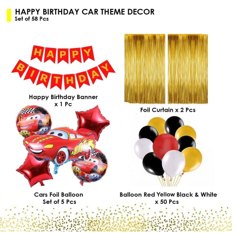 58 Pieces Race Balloons Kit - Car Theme Birthday Party Supplies and Decorations for Kids (Car Style), Multicolor