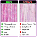 Iridescent Pink Backdrop Curtain - 3.2x8 Feet, Pack of 2 | Foil Streamers for Girls Party Decorations | Graduation Decorations 2025 | Easter Decorations | Bachelorette Party Decoration