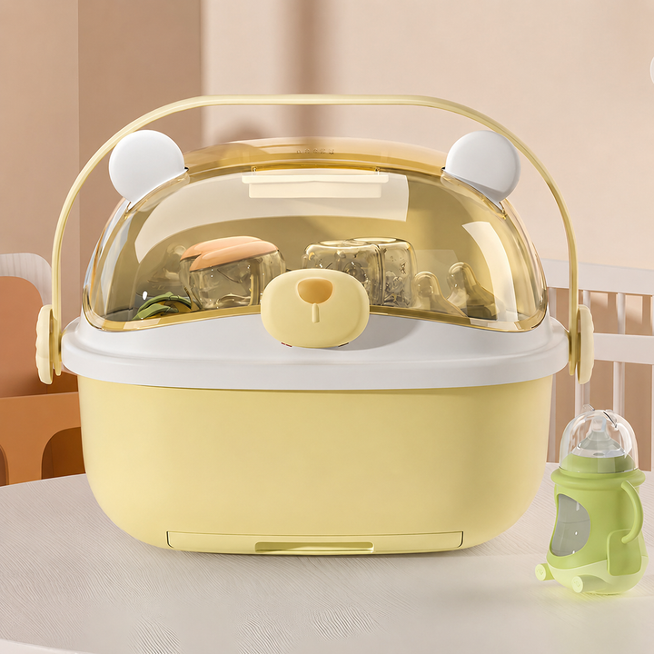 Yellow Baby Bottle Drying Rack Storage