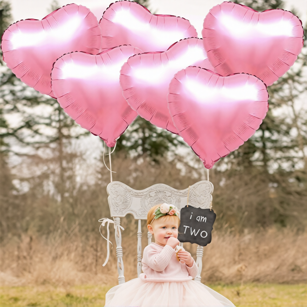 Pink Heart Balloons – Pack of 6 (18)